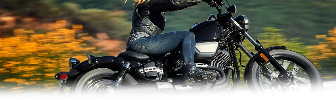 2017 Yamaha Bolt Girl in the road, available in Platinum Powersports, 