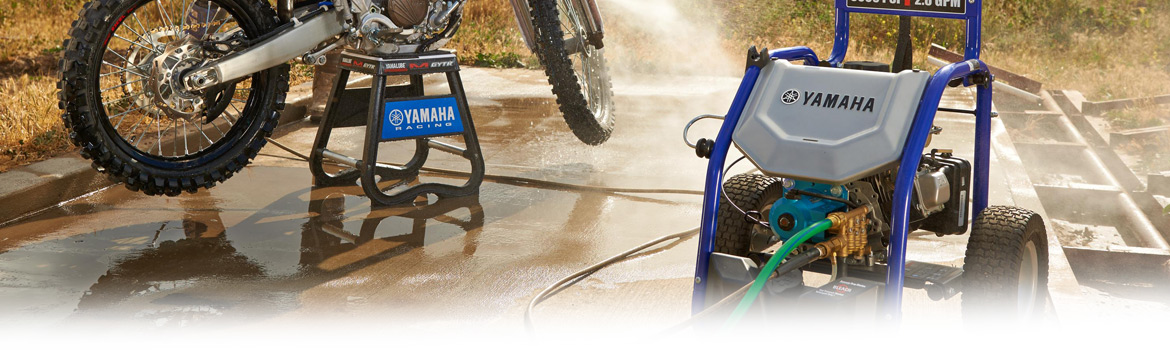 2017 Yamaha PW3028 Pressure washing a motorcycle, available in Platinum Powersports,